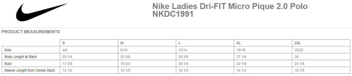 Size chart