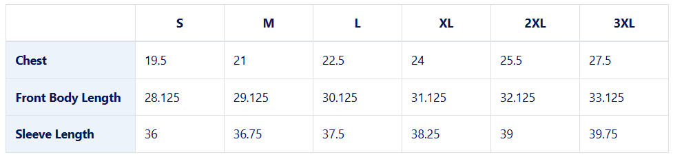 Size chart