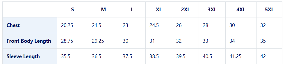 Size chart