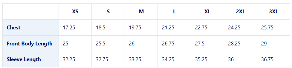 Size chart