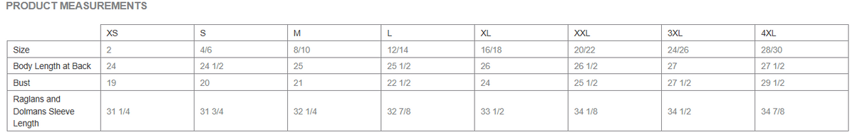 Size chart
