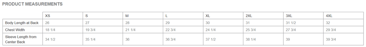 Size chart